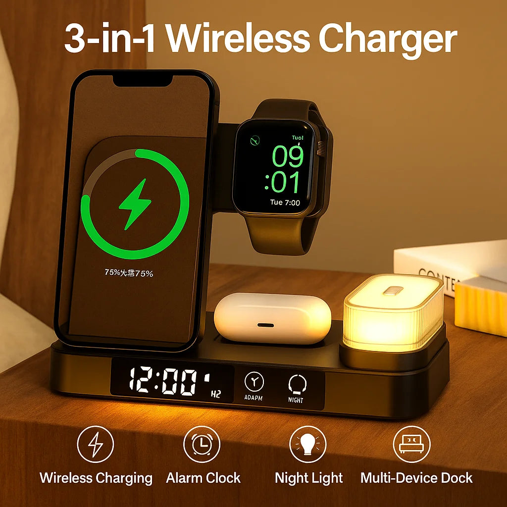 3 In 1 Wireless Charger Stand Pad