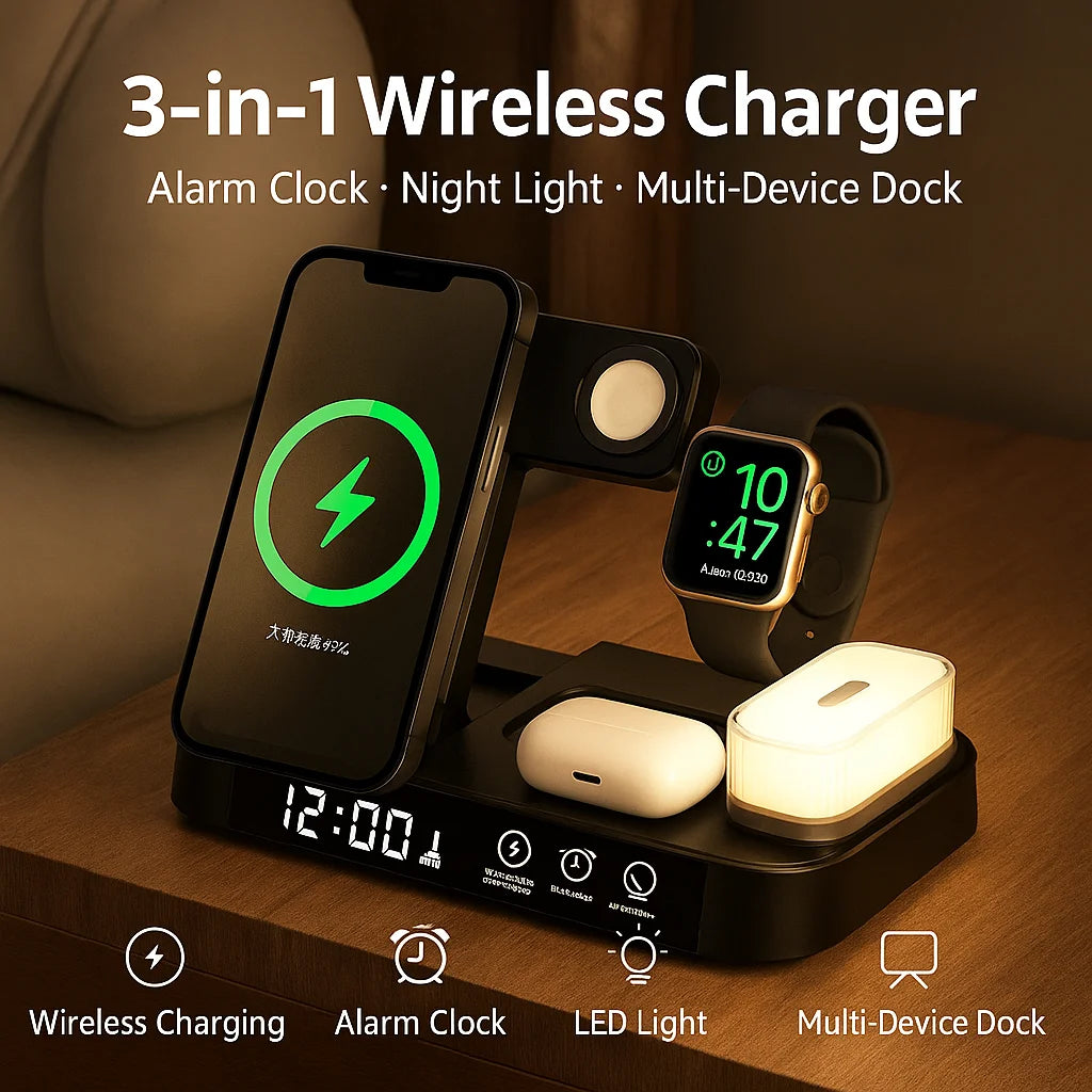 3 In 1 Wireless Charger Stand Pad